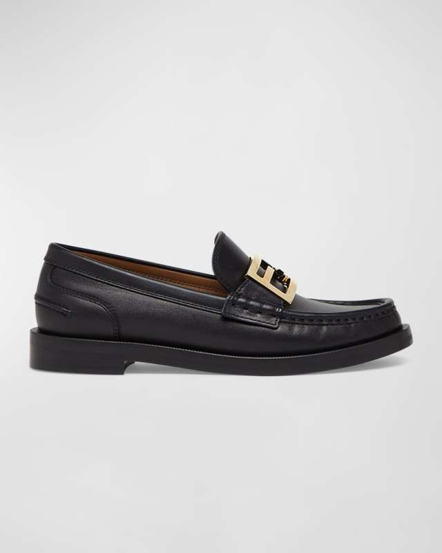 Baguette Leather Buckle Loafers